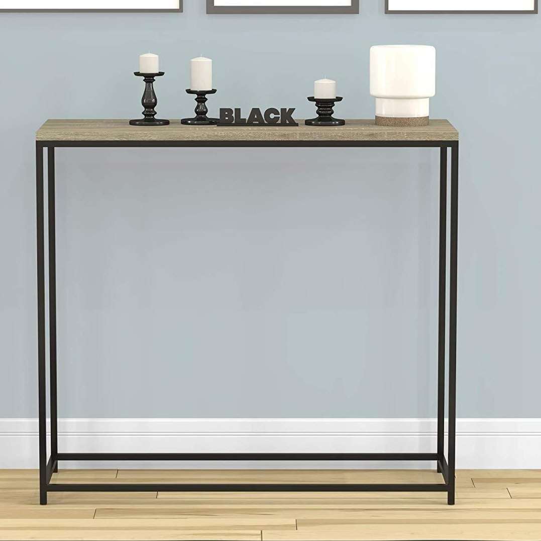 Iron Frame Solid Wood Console Table for Living Room Side Table for Bedroom - Furnishiaa -  -